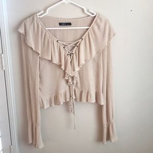 ruffle, tie down blouse